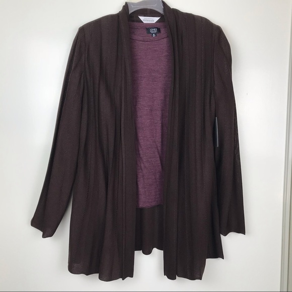 Misook Sweaters - Exclusively Misook L NWT Brown Open Light Cardigan